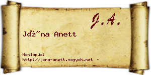 Jóna Anett névjegykártya